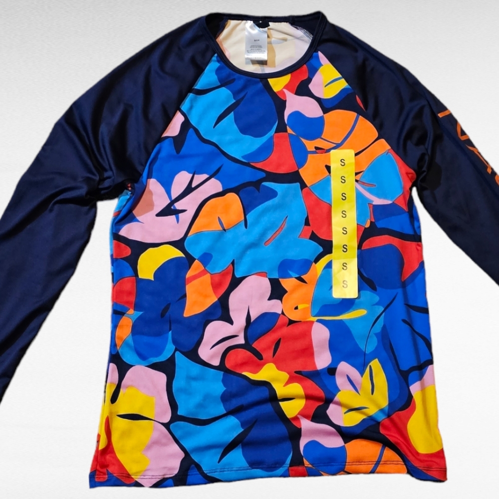 Nautica Multicolor Long Sleeve 30+ UPF Rash Guard Swim Shirt Small
